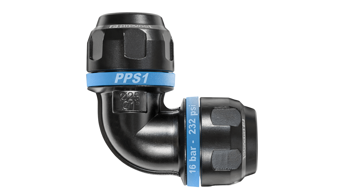 PREVOST 16bar Aluminium Elbow Connector, 20mm outside diameter