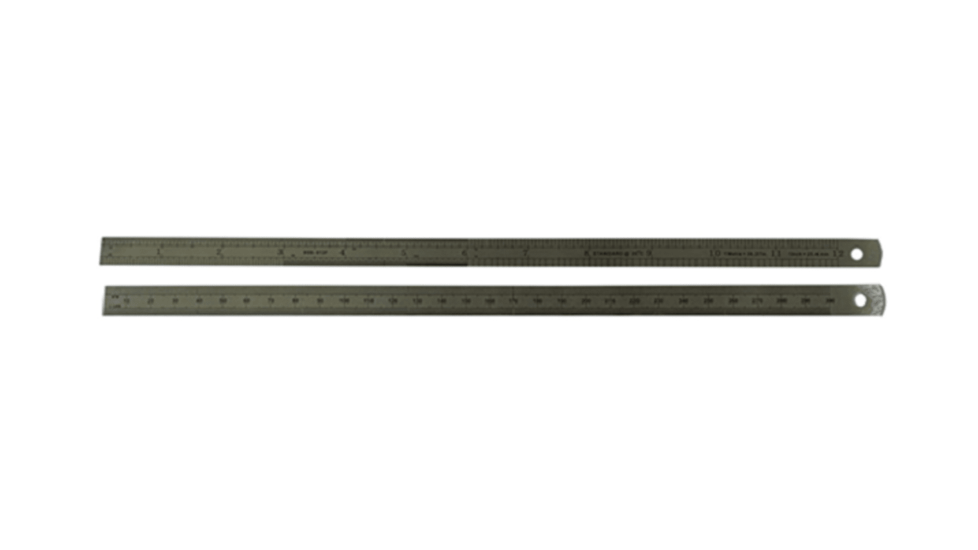 RS PRO Stahl Maßstab biegsam, höhensicher, metrisch/zöllig 300mm x 12.5mm