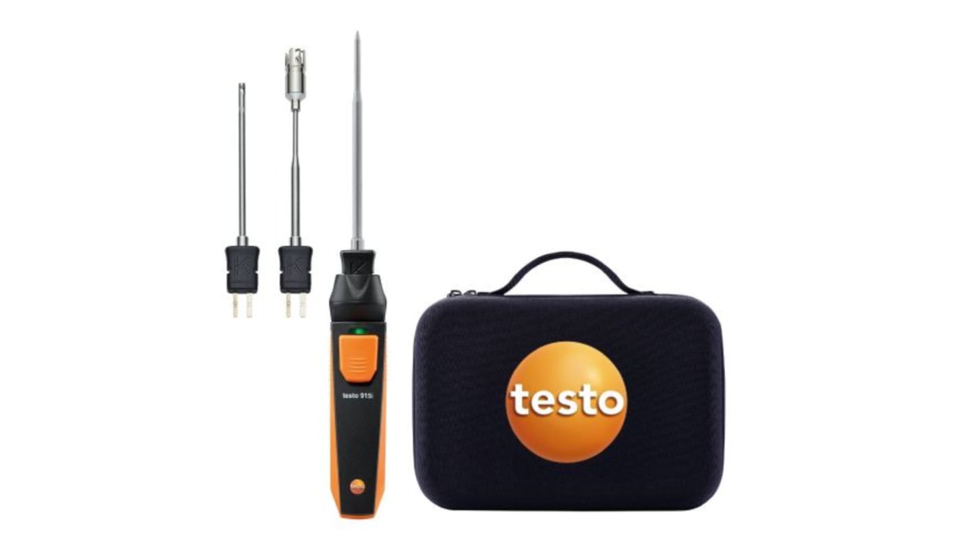 Testo 915i Wireless Digital Thermometer, K Probe, 1 Input(s), +400°C Max, ±1 °C Accuracy - With RS Calibration