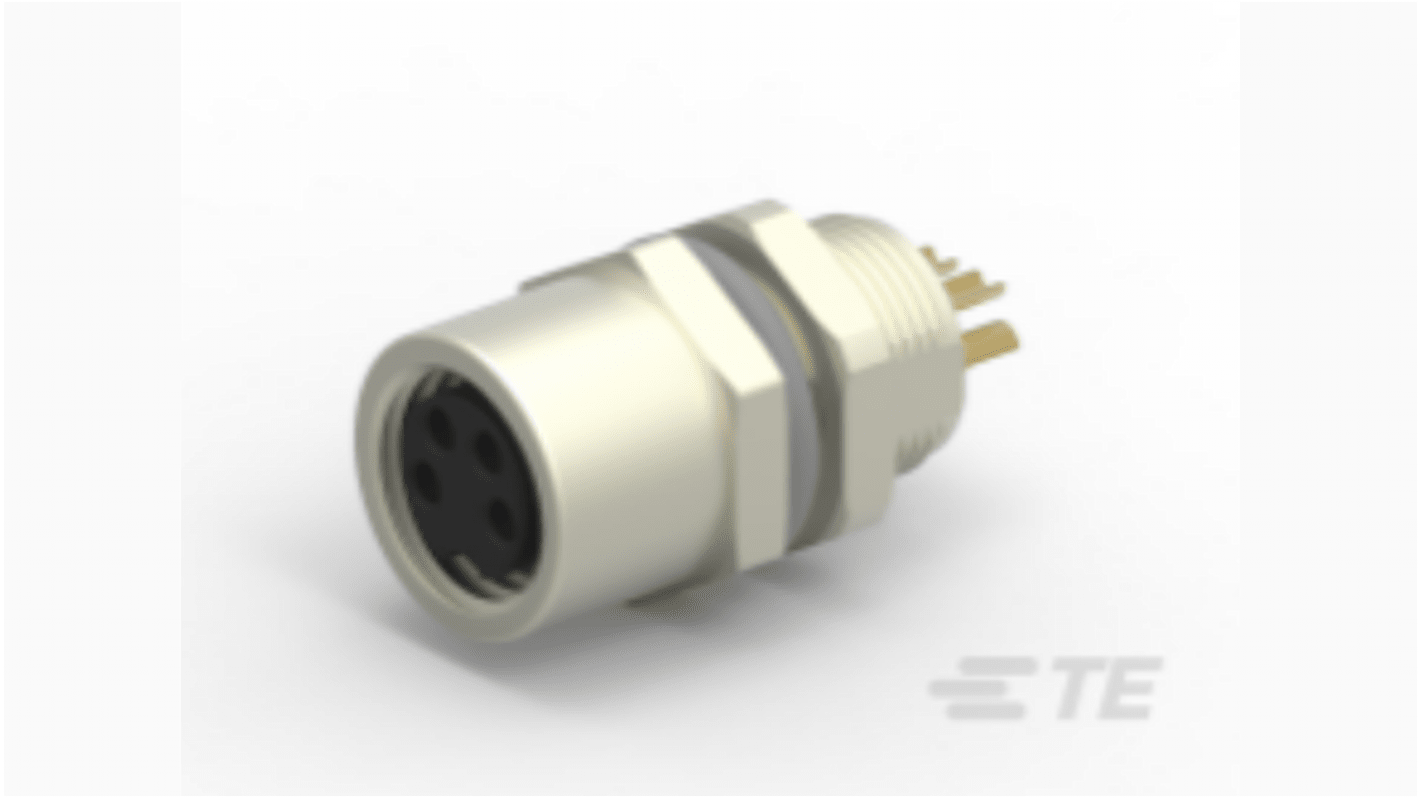 Conector circular TE Connectivity hembra de 4 vías hembra, Montaje frontal, IP67