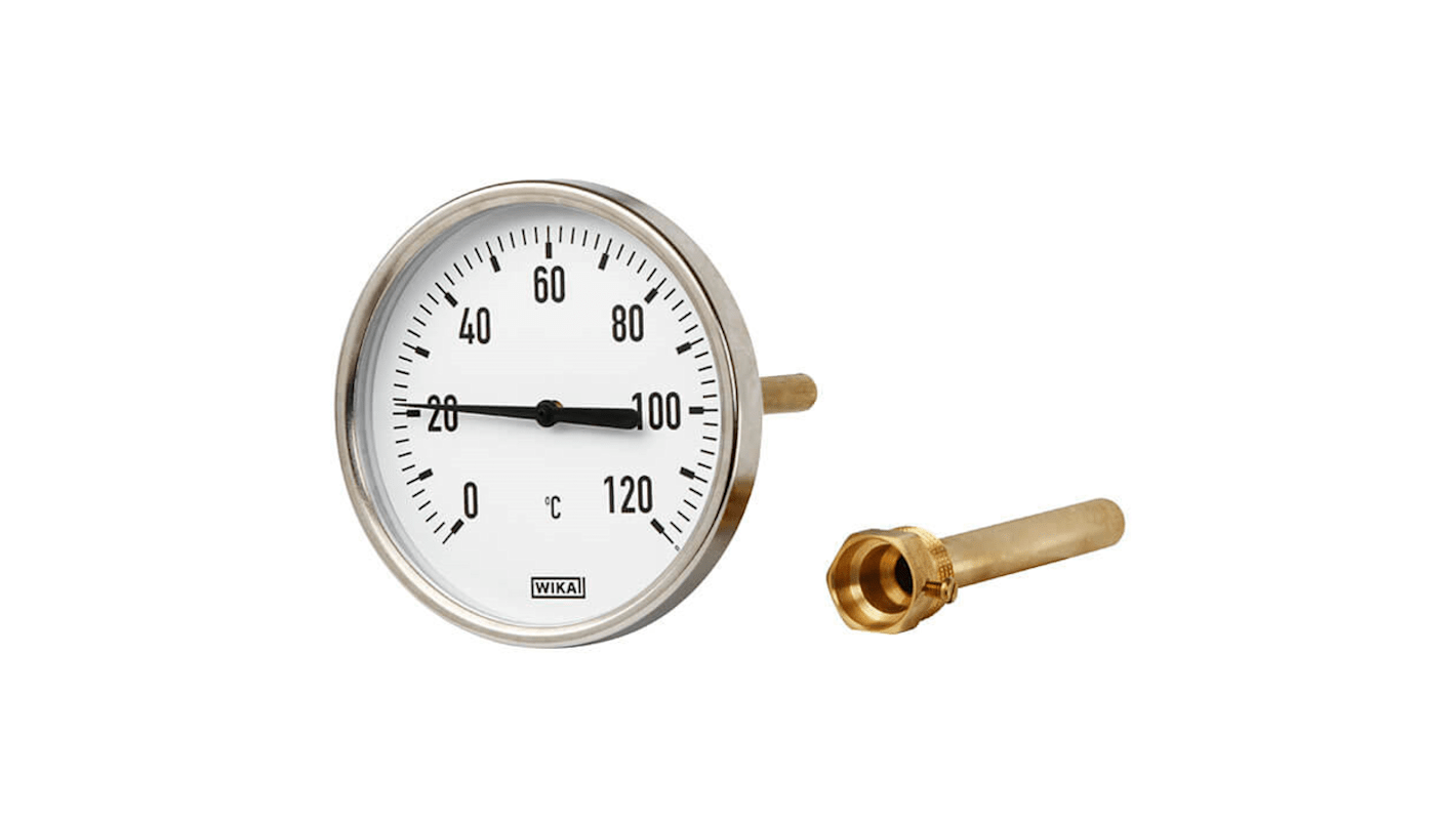 Termómetro con dial WIKA 12574245, Escala Centígrado, 0 → +60 °C, 60 °C, Diámetro 100mm