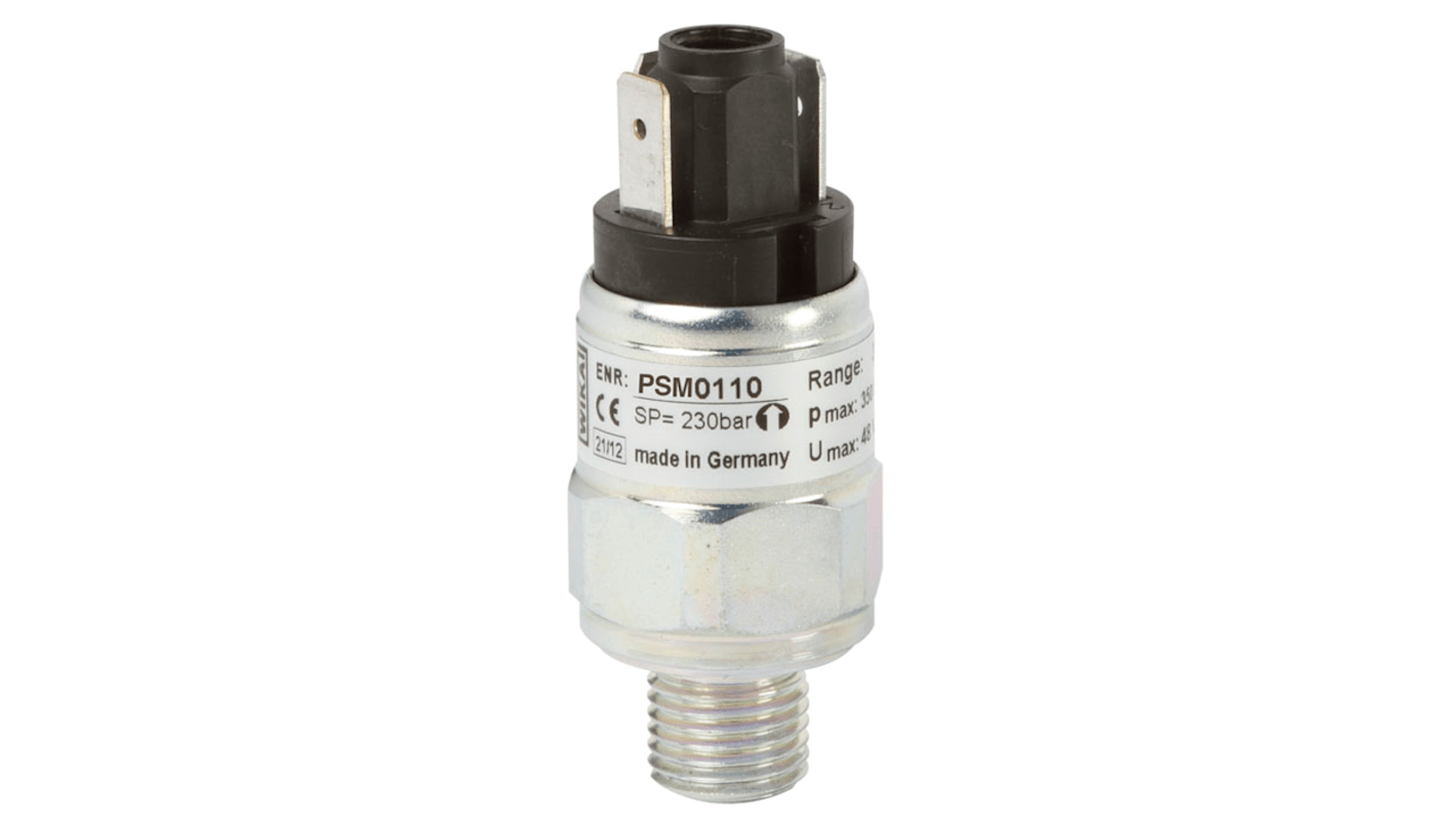 WIKA PSM01 Series Pressure Switch, 0.2bar Min, 2bar Max, SPDT Output, Relative Reading
