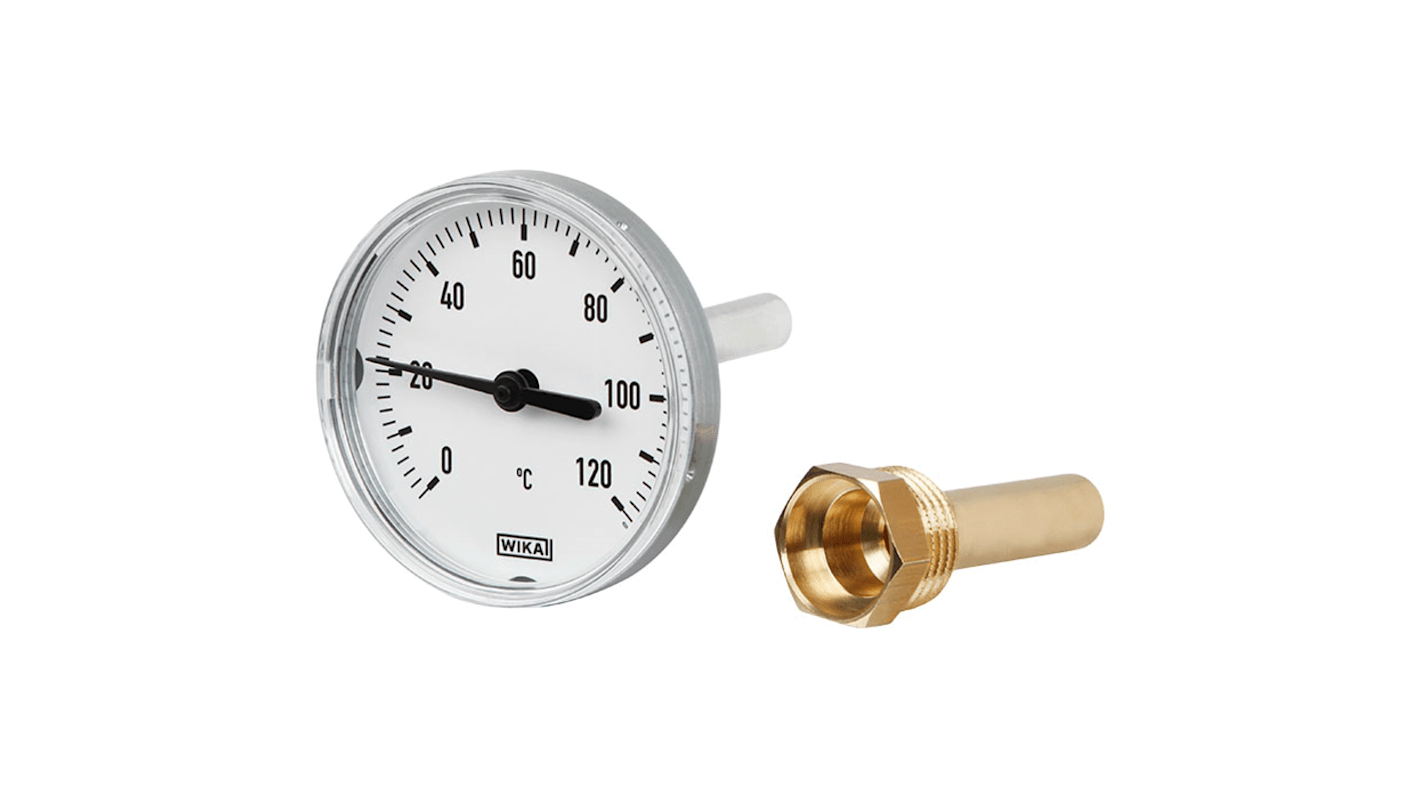 Thermomètre à aiguille WIKA A43, 120 °C max, , Ø cadran 63mm