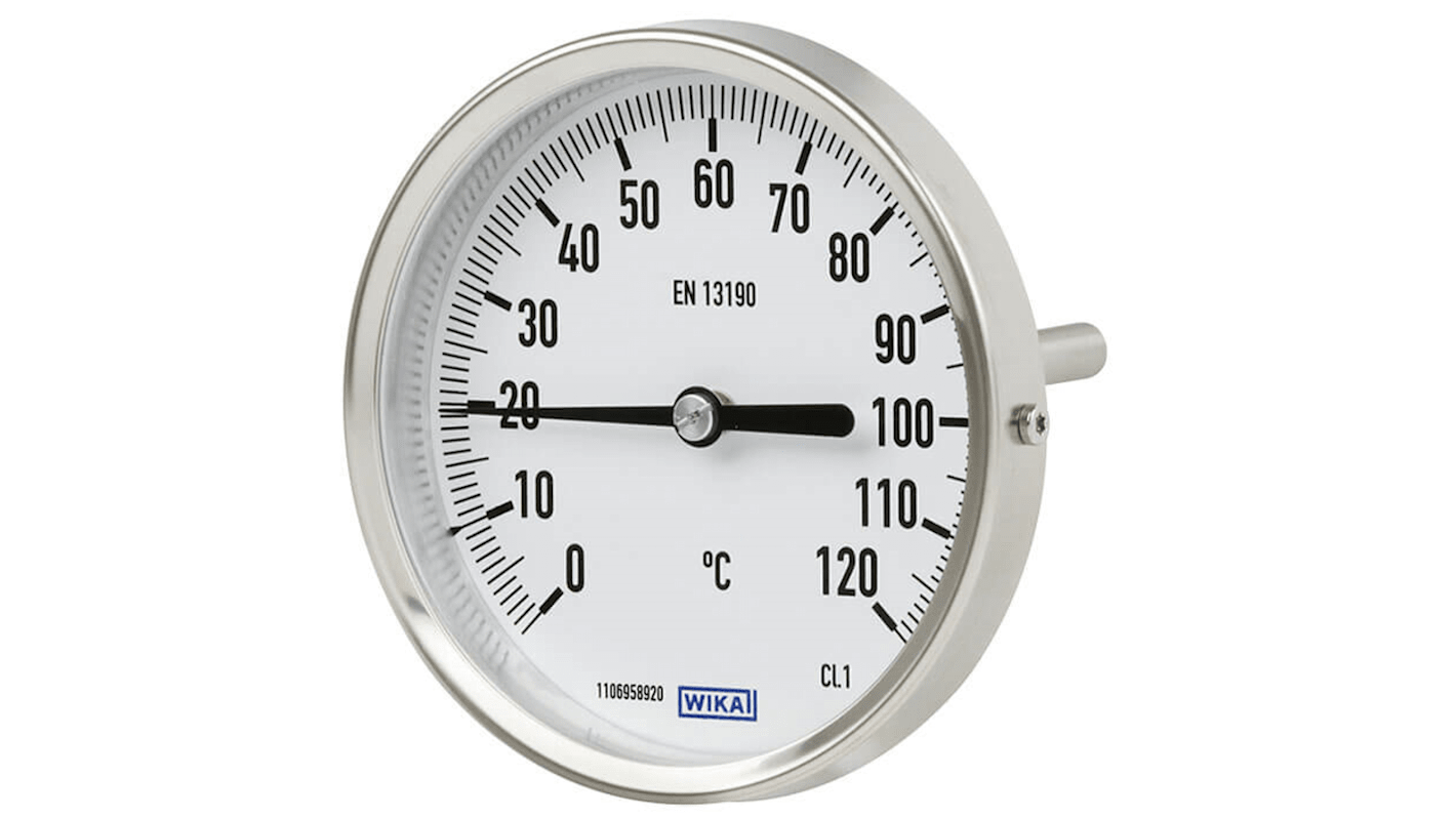 Termometro a quadrante WIKA, 0 → 160 °C, Ø quadrante 63mm, Quadrante