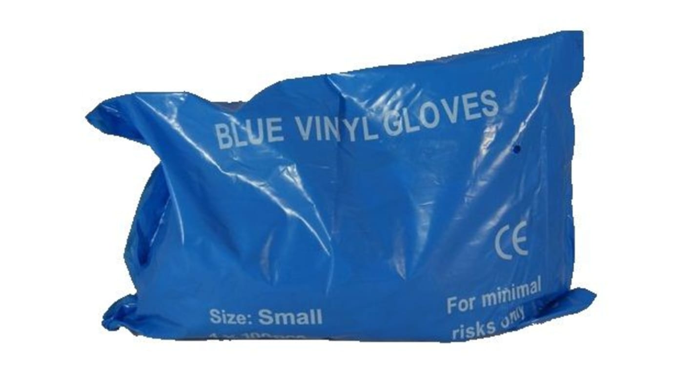 Reldeen Blue Powdered Vinyl Disposable Gloves, Size 7, Small, 200 per Pack