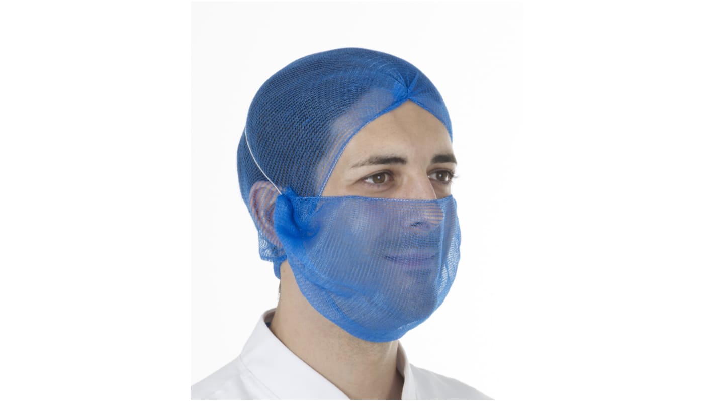 Hairtite Blue Disposable Beard Mask for Food Industry Use, X Large, Metal Detectable, 25 per Package