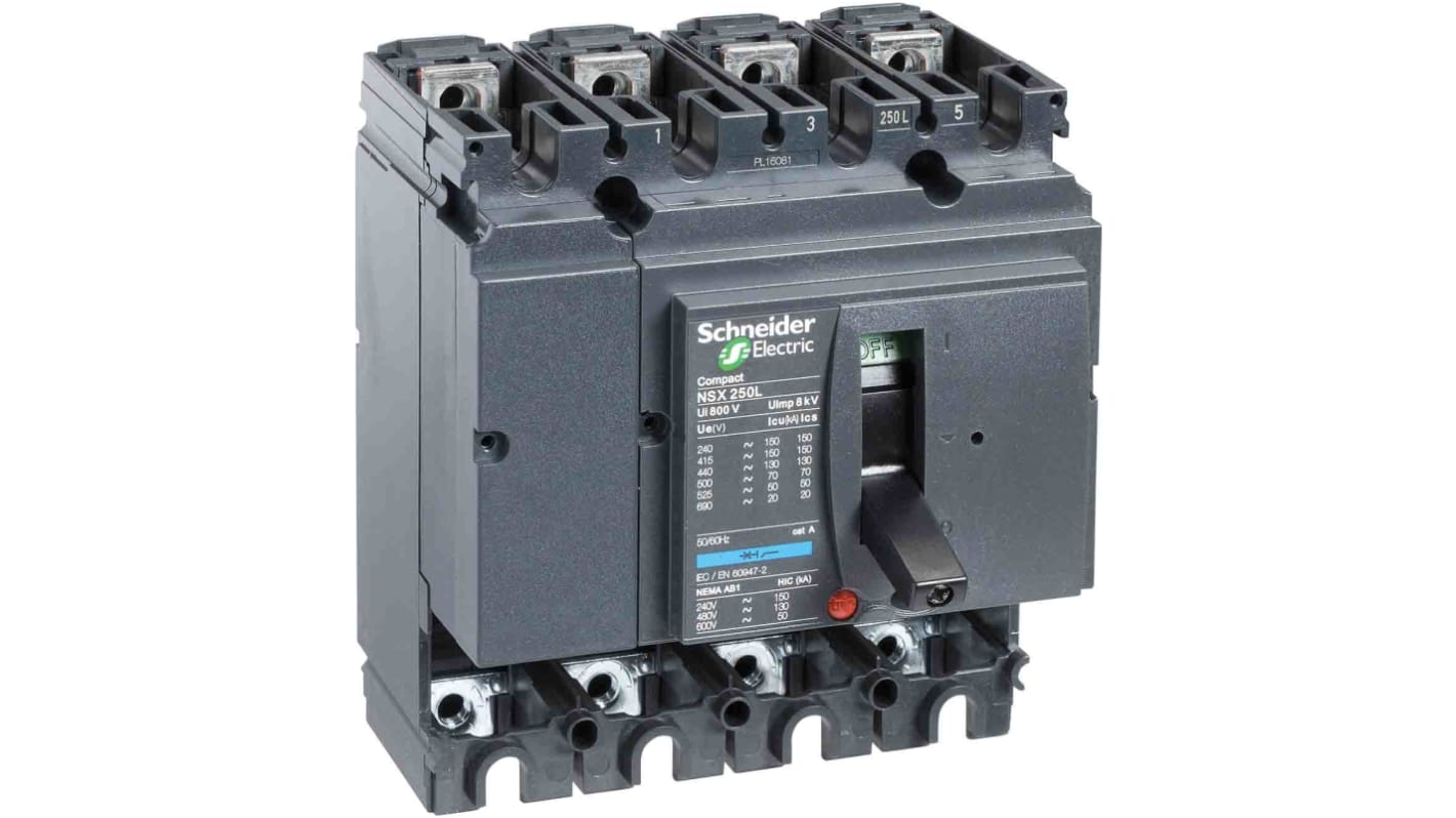 Schneider Electric NSX LV4, Leistungsschalter MCCB 4-polig, 160A / Abschaltvermögen 150 kA 690V, Fest, L. 161mm