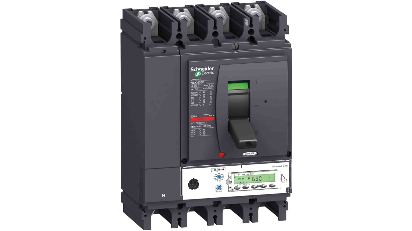 Schneider Electric NSX LV4, Leistungsschalter MCCB 4-polig, 630A / Abschaltvermögen 50 kA 690V, Fest