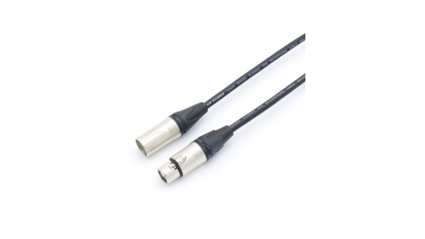 101065001 Van Damme Male 3 Pin XLR to Female 3 Pin XLR Cable, Black
