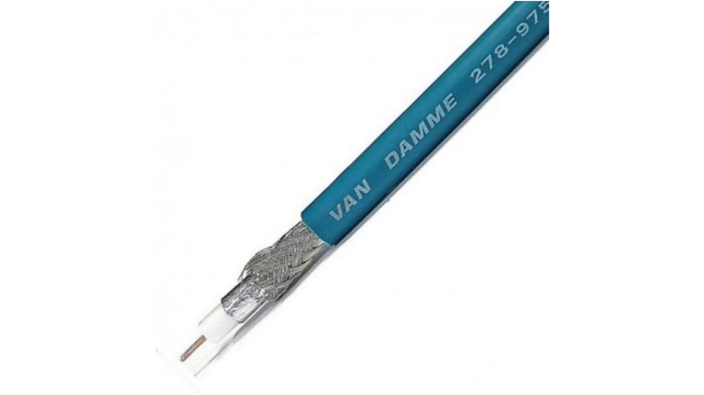 Cable coaxial SDI RG59/U Van Damme, 75 Ω, long. 100m Azul