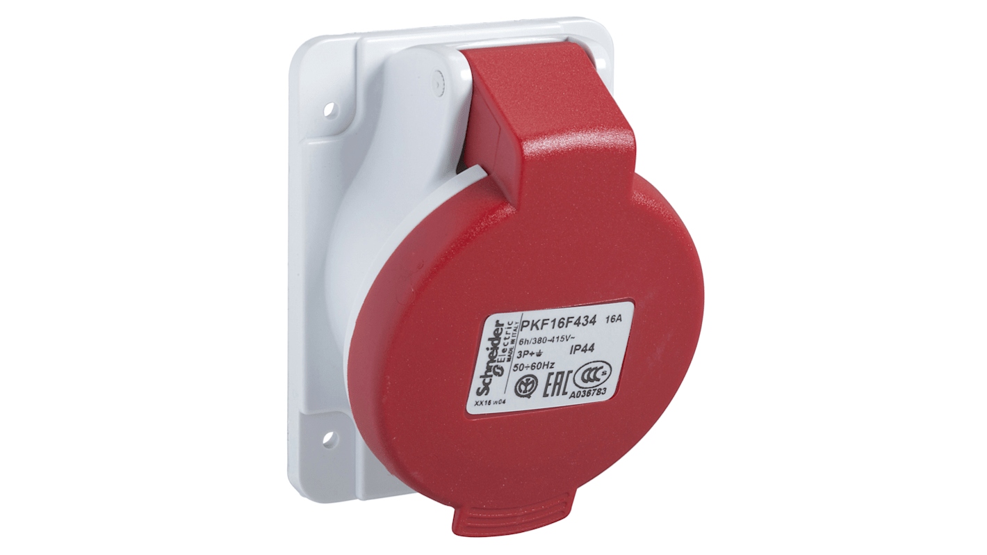 Schneider Electric IP44 Angled, Rated At 16A, 380 → 415 V