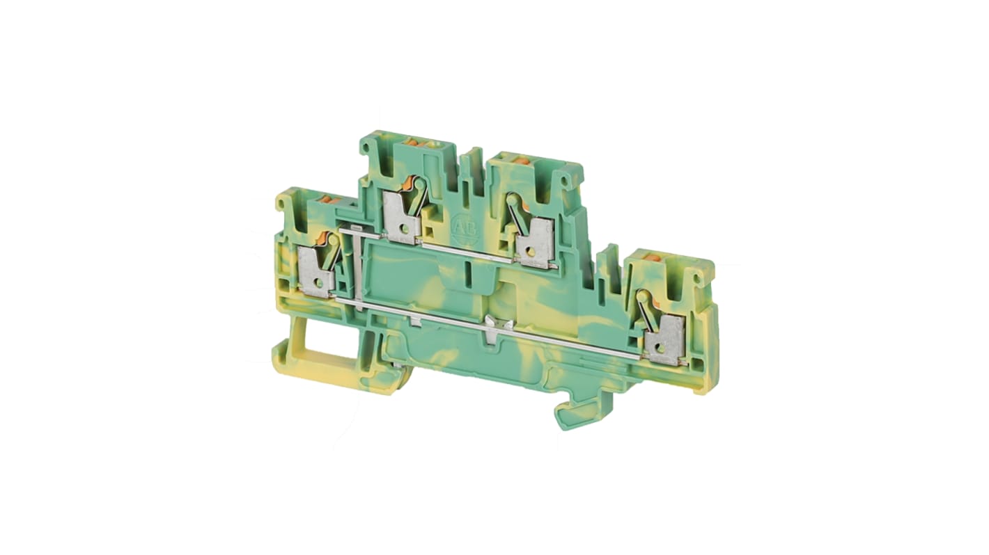 Bloc de jonction de traversée Rockwell Automation 1492-P, Vert/Jaune