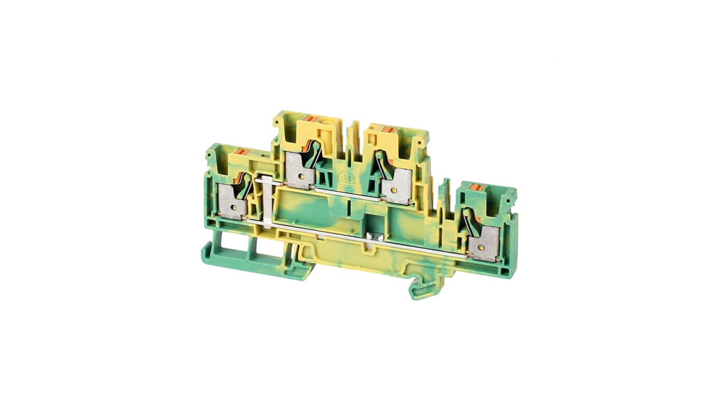 Bloc de jonction de traversée Rockwell Automation 1492-P, Vert/Jaune