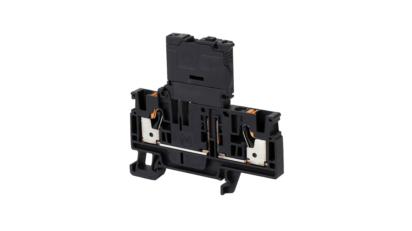 Bloc de jonction rail DIN à fusible Rockwell Automation 1492-P, Noir