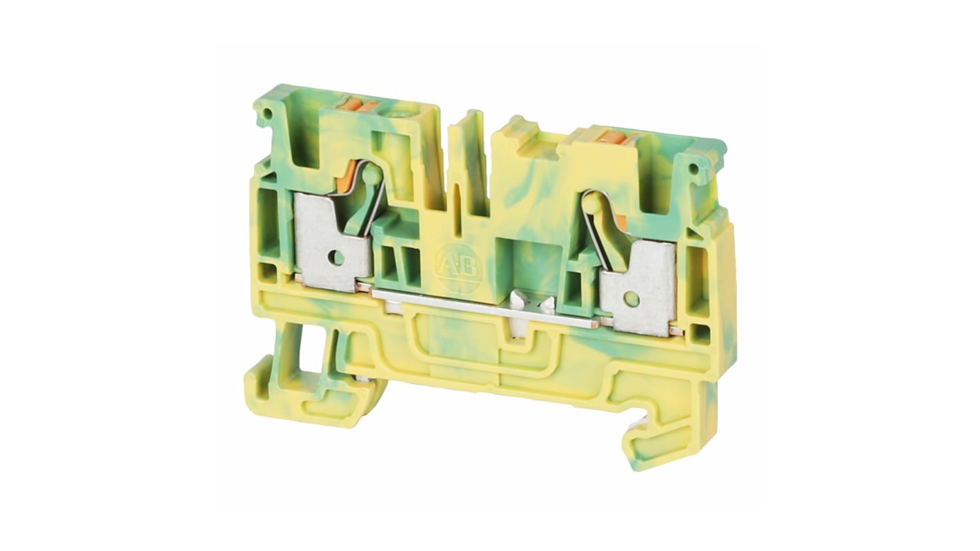 Bloc de jonction de traversée Rockwell Automation 1492-P, Vert/Jaune