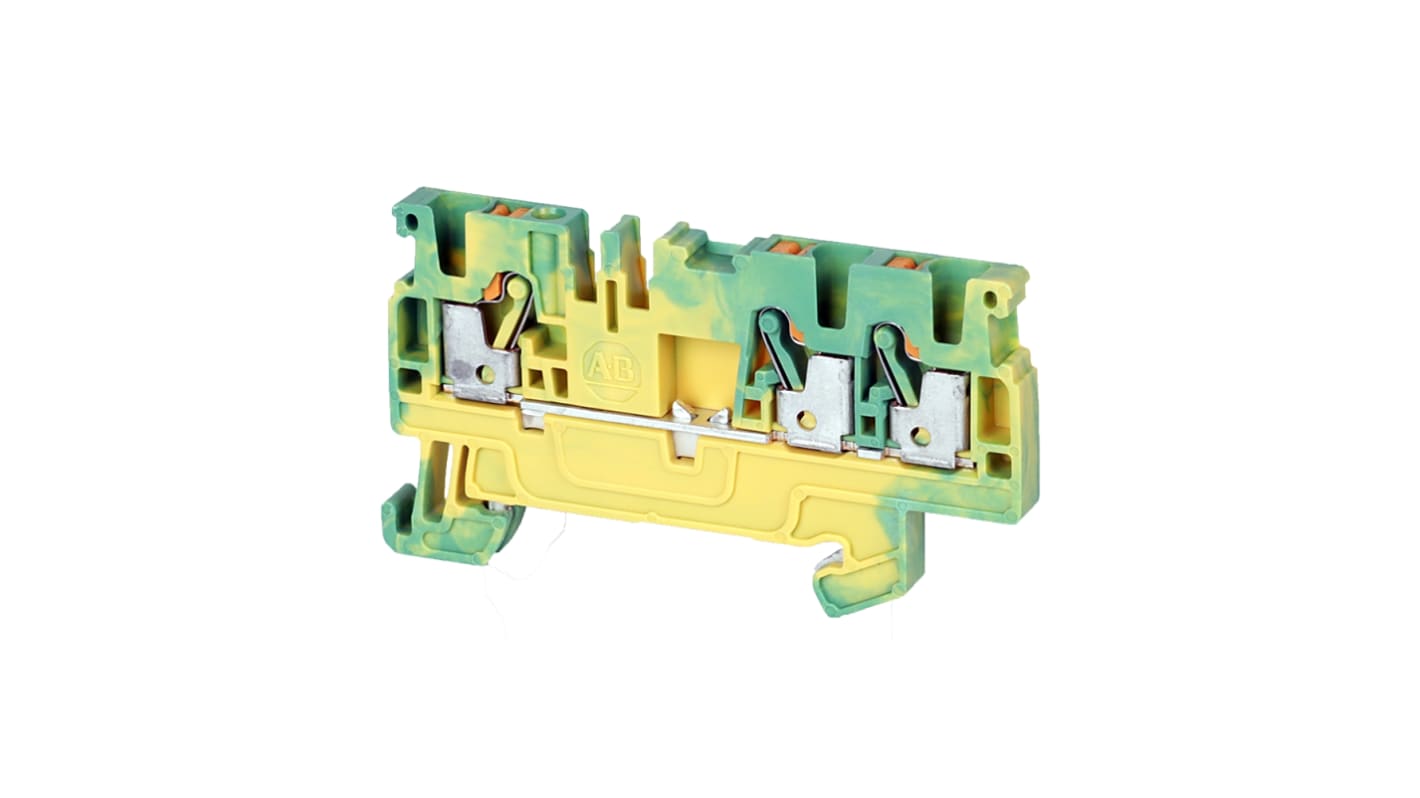 Bloc de jonction de traversée Rockwell Automation 1492-P, Vert/Jaune