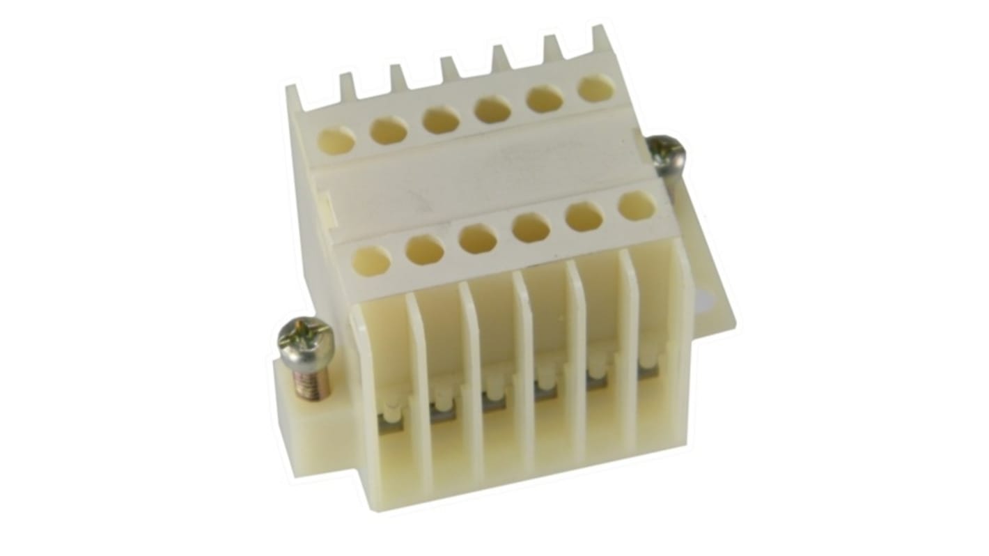 Terminal roscado Hembra Rockwell Automation 1492-H de 6 vías, para cable de 30 - 12 AWG, 25A, 600 V, Tornillo