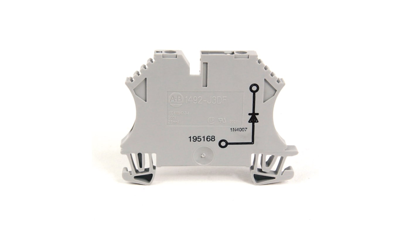 Bloc de jonction de traversée Rockwell Automation 1492-J3, 2 pôles , 2.5mm, A visser, 16A