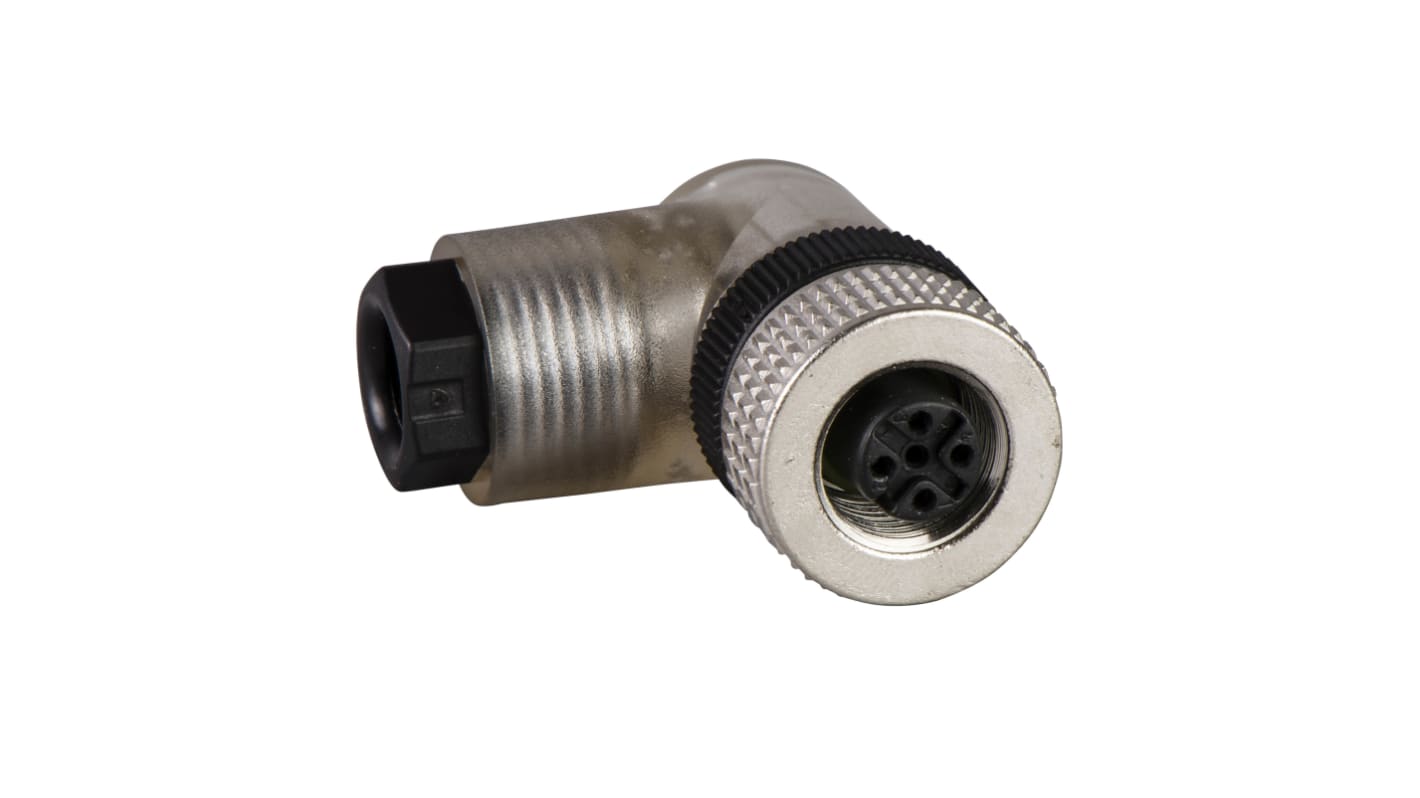 female, M12, 4-pin, elbowed connector -