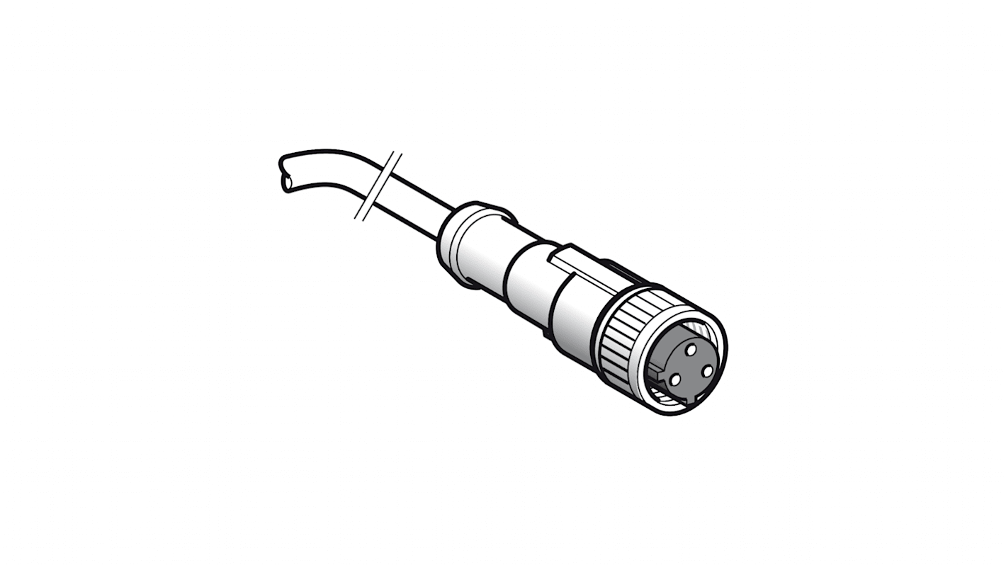 Telemecanique Sensors Straight Female 3 way 1/2 in Circular to Unterminated Sensor Actuator Cable, 10m