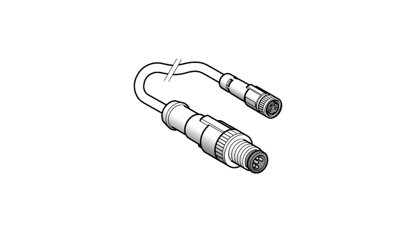 Telemecanique Sensors Straight Male 3 way M12 to Straight Female 3 way M8 Sensor Actuator Cable, 2m