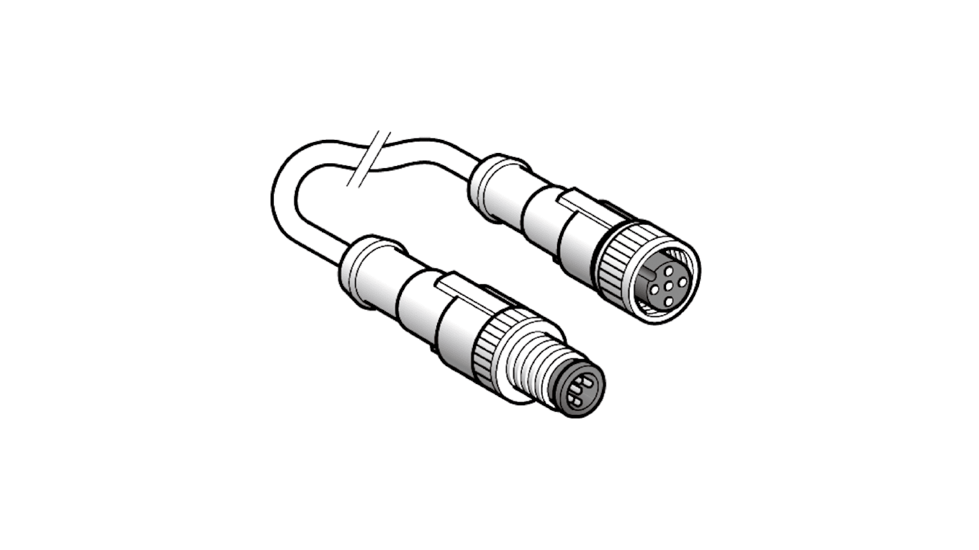 Cable de conexión Telemecanique Sensors, con. A M12 Macho, 3 polos, con. B M12 Hembra, 3 polos, long. 2m