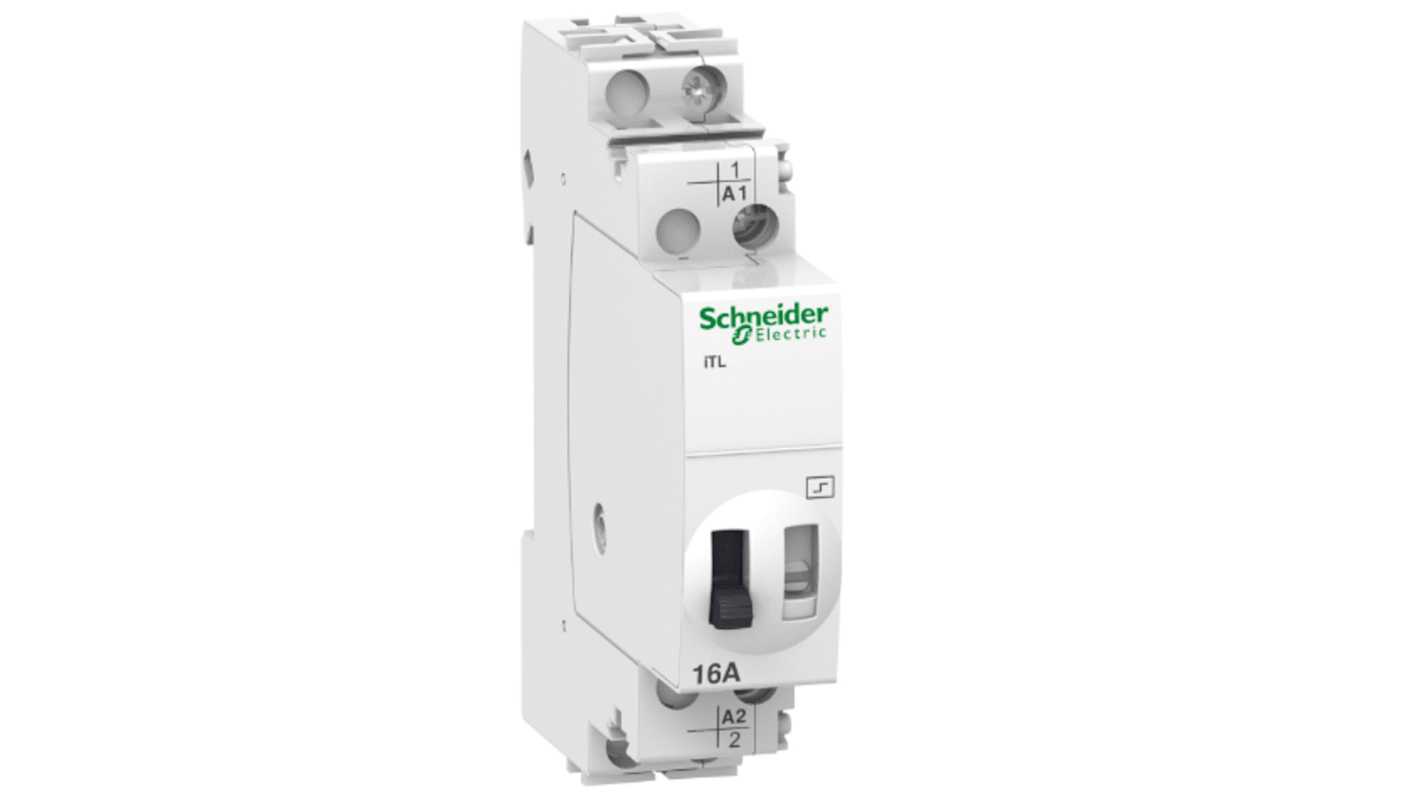 Relé de potencia Schneider Electric ITL de 1 polo, bobina 12 V ac, 6V dc, 16A, Carril DIN