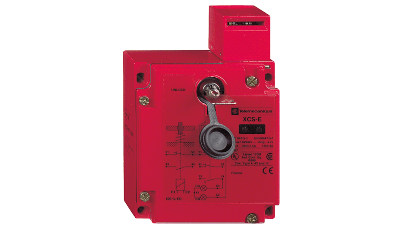 Interrupteur verrouillage de sécurité Telemecanique Sensors, XCS 2NO/1NF