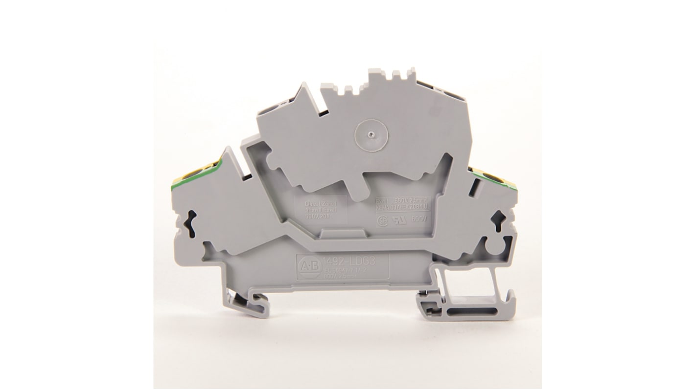 Rockwell Automation 1492 Series Grey DIN Rail Terminal Block, 2.5mm², Spring Clamp Termination