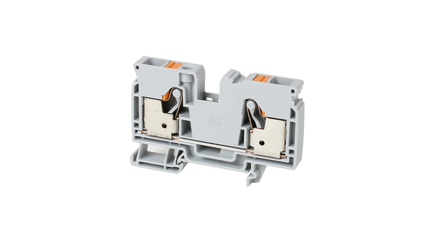 Bloc de jonction rail DIN Rockwell Automation 1492-P, 10mm², Enfichable, Gris