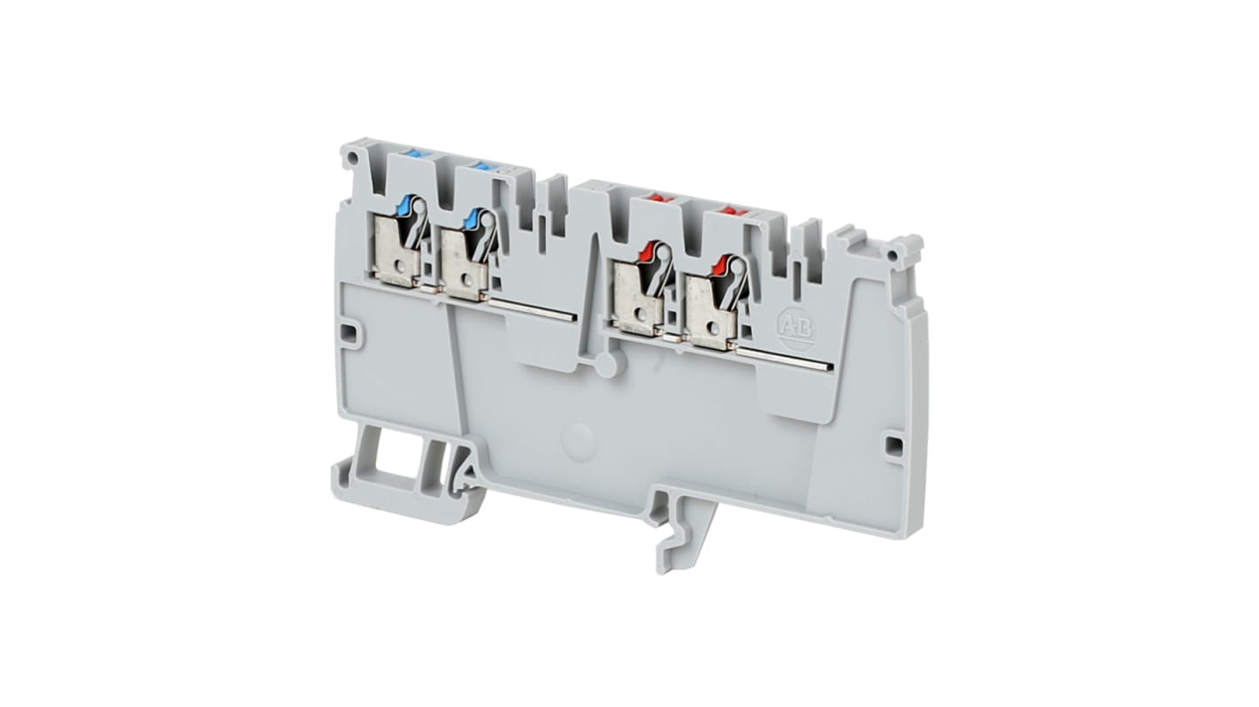 Bloc de jonction rail DIN Rockwell Automation 1492-P, 2.5mm², Enfichable, Gris