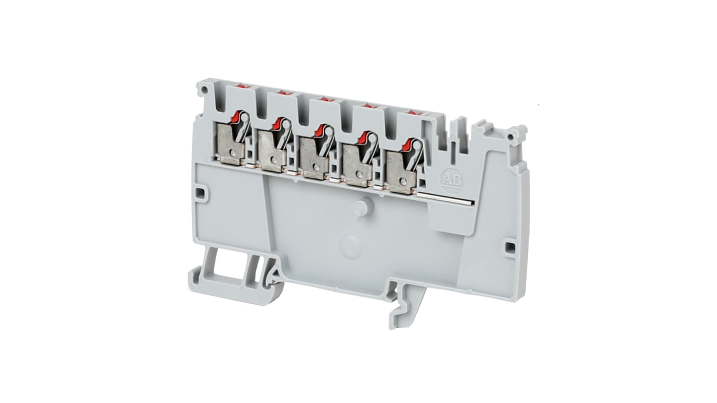 Bloc de jonction rail DIN Rockwell Automation 1492-P, 2.5mm², Enfichable, Gris