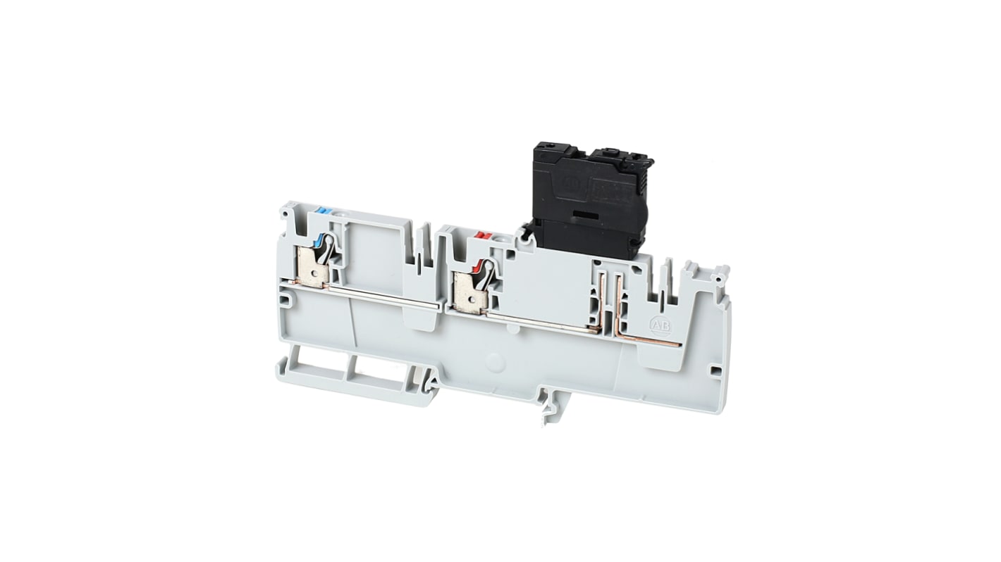 Bloc de jonction rail DIN Rockwell Automation 1492-P, 4mm², Enfichable, Gris