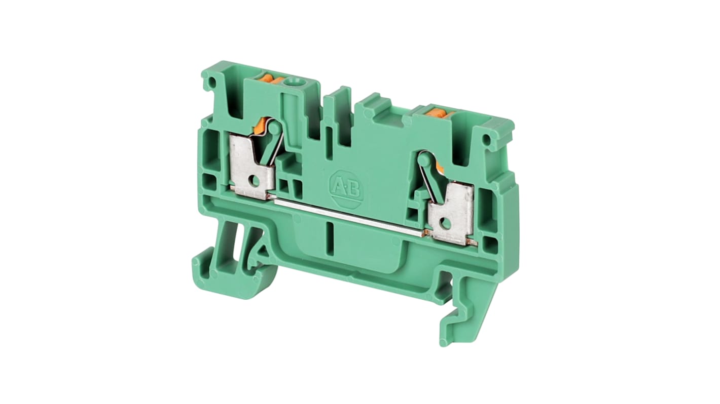 Rockwell Automation 1492-P Series Green DIN Rail Terminal Block, 2.5mm², Push In Termination, ATEX
