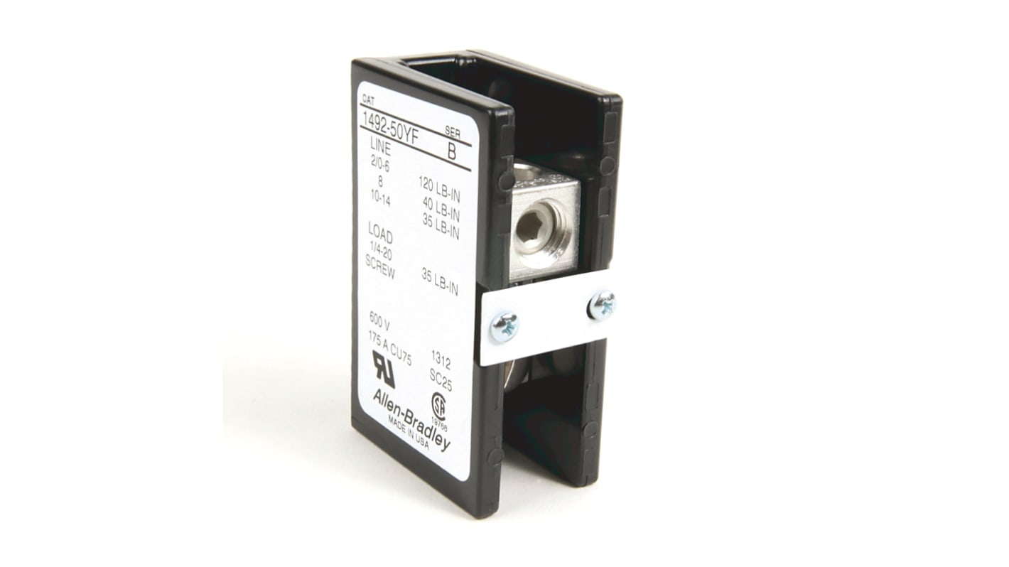 Bloc de distribution Rockwell Automation 1voie, section de fils 2/0 → 14 AWG, 175A, 600 V