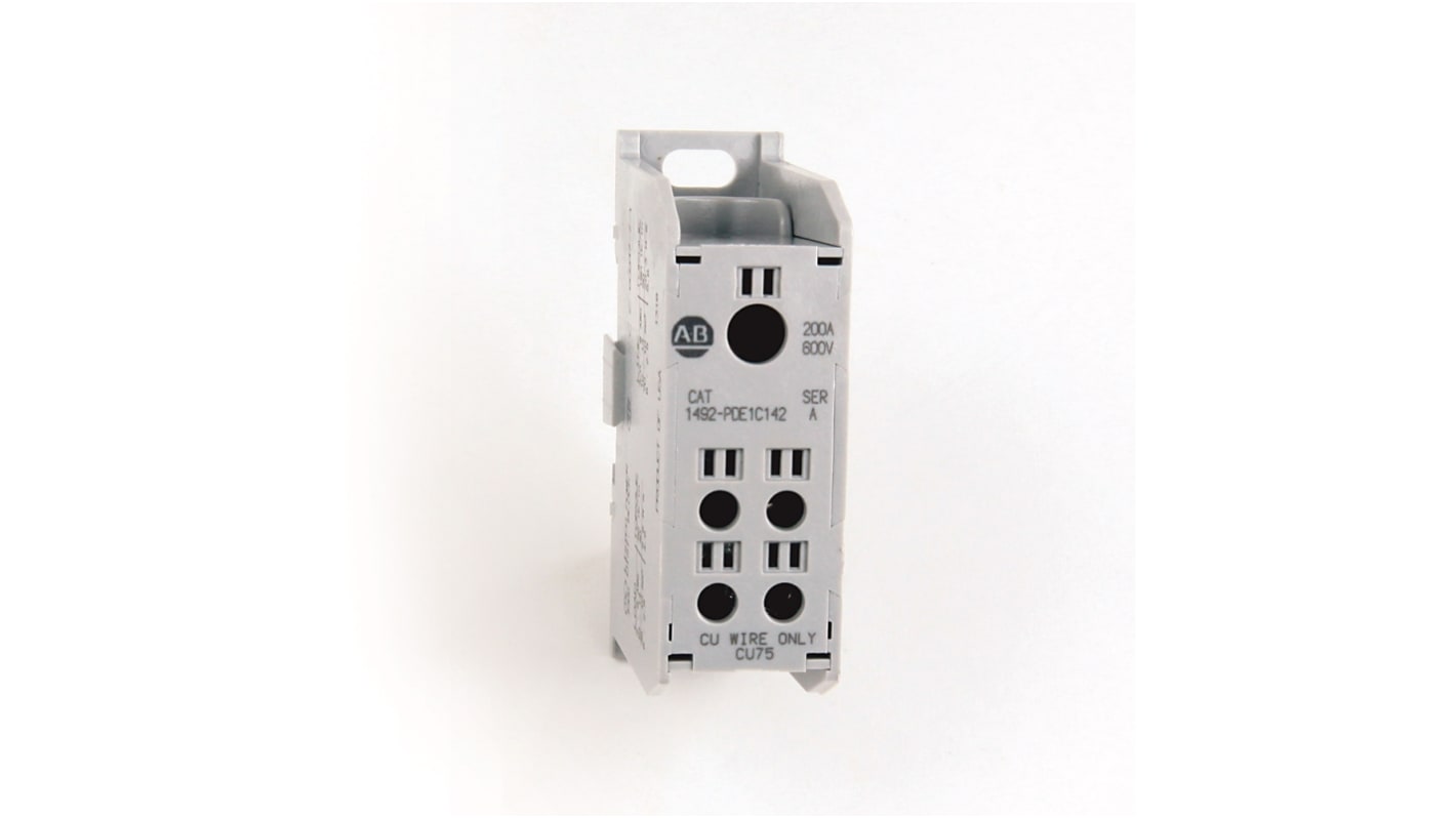 Rockwell Automation Schraub Verteilerblock 4-polig , 14 AWG, 200A / 600 V, Aluminium, IP20