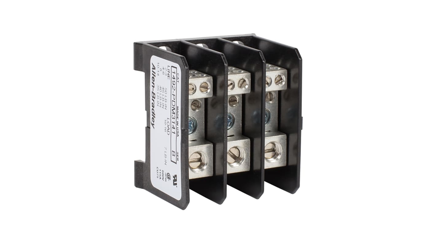 Rockwell Automation Distribution Block, 4 Way, 115A, 600 V, Black