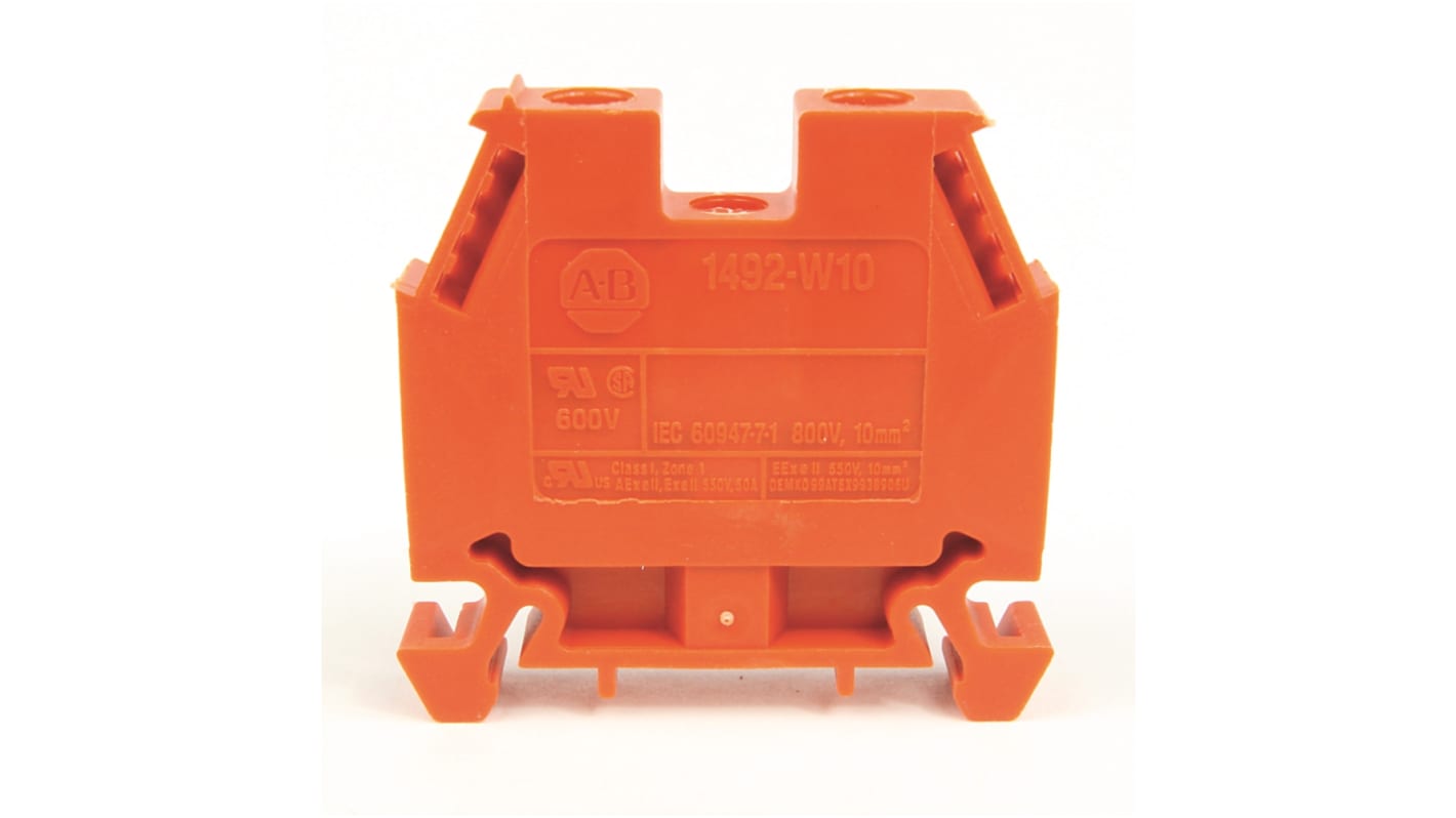 Bloc de jonction de traversée Rockwell Automation 1492-W, A visser, Orange