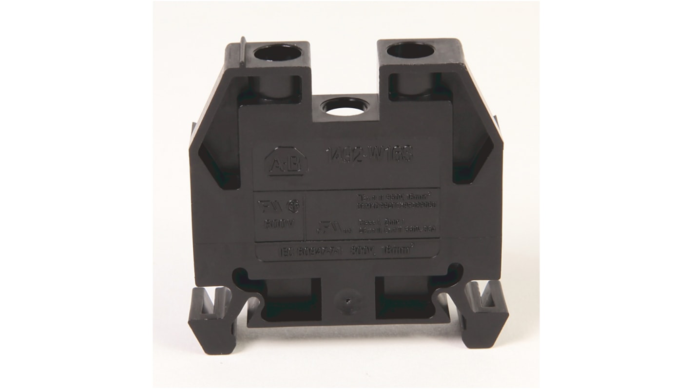 Rockwell Automation 1492-W Series Black Feed Through Terminal Block, Screw Termination