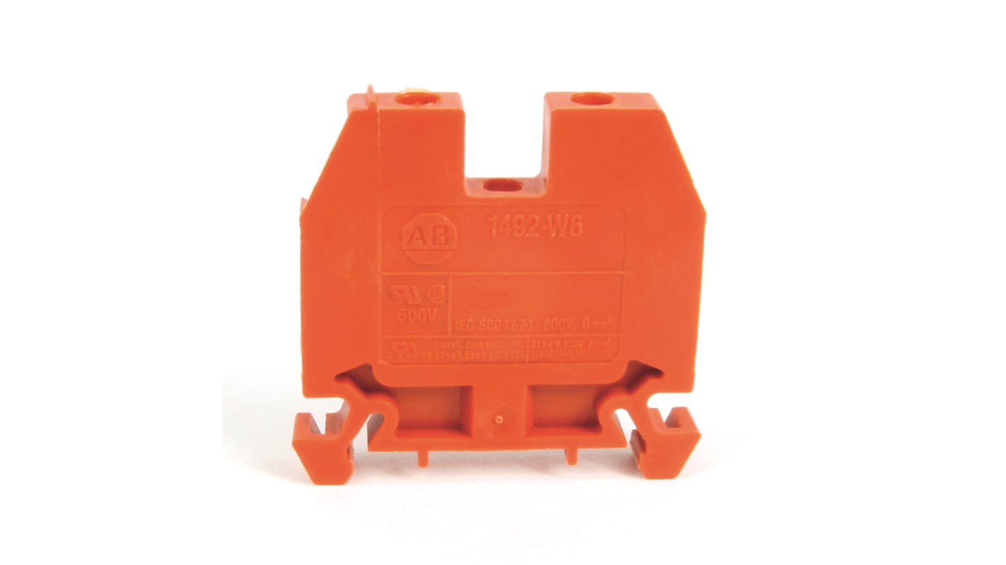 Bloc de jonction de traversée Rockwell Automation 1492-W, A visser, Orange