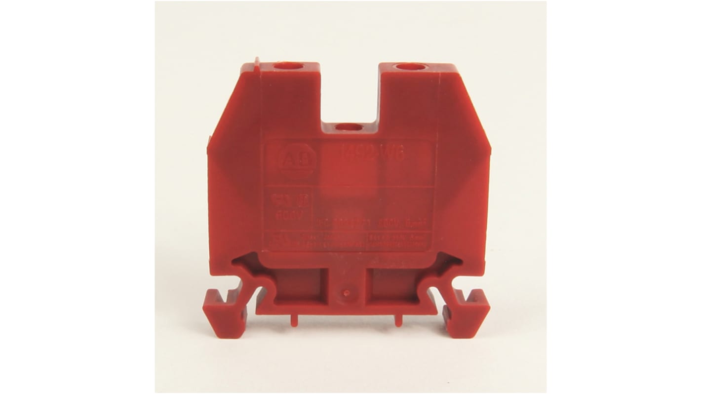 Rockwell Automation 1492-W Series Red Feed Through Terminal Block, Screw Termination