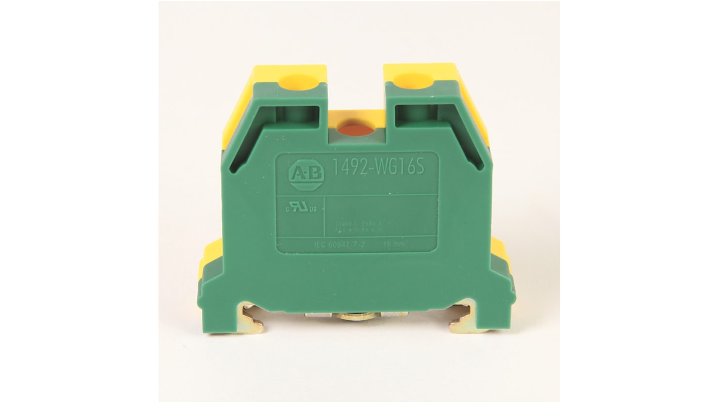 Rockwell Automation 1492-W Series Green, Yellow Feed Through Terminal Block, Screw Termination