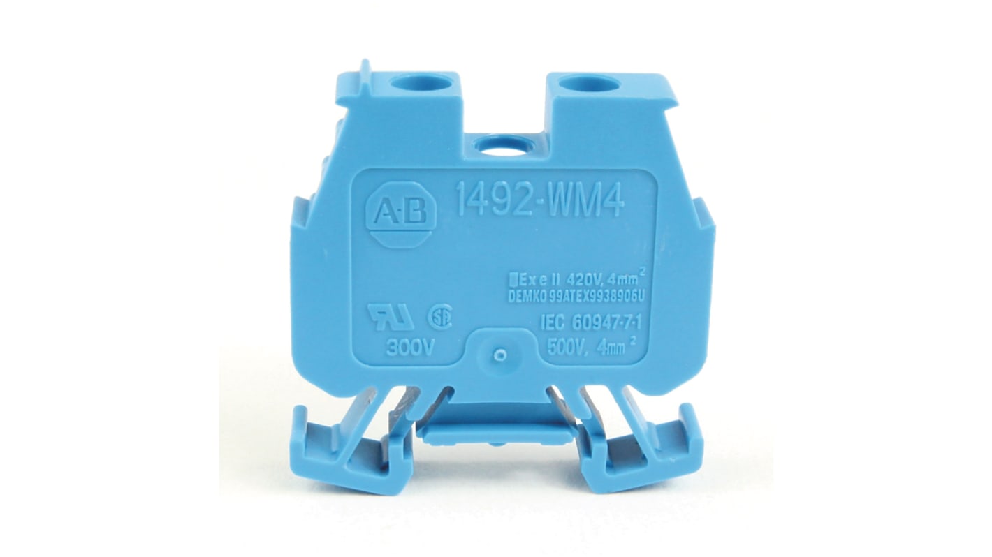 Rockwell Automation 1492-W Series Blue Feed Through Terminal Block, Screw Termination