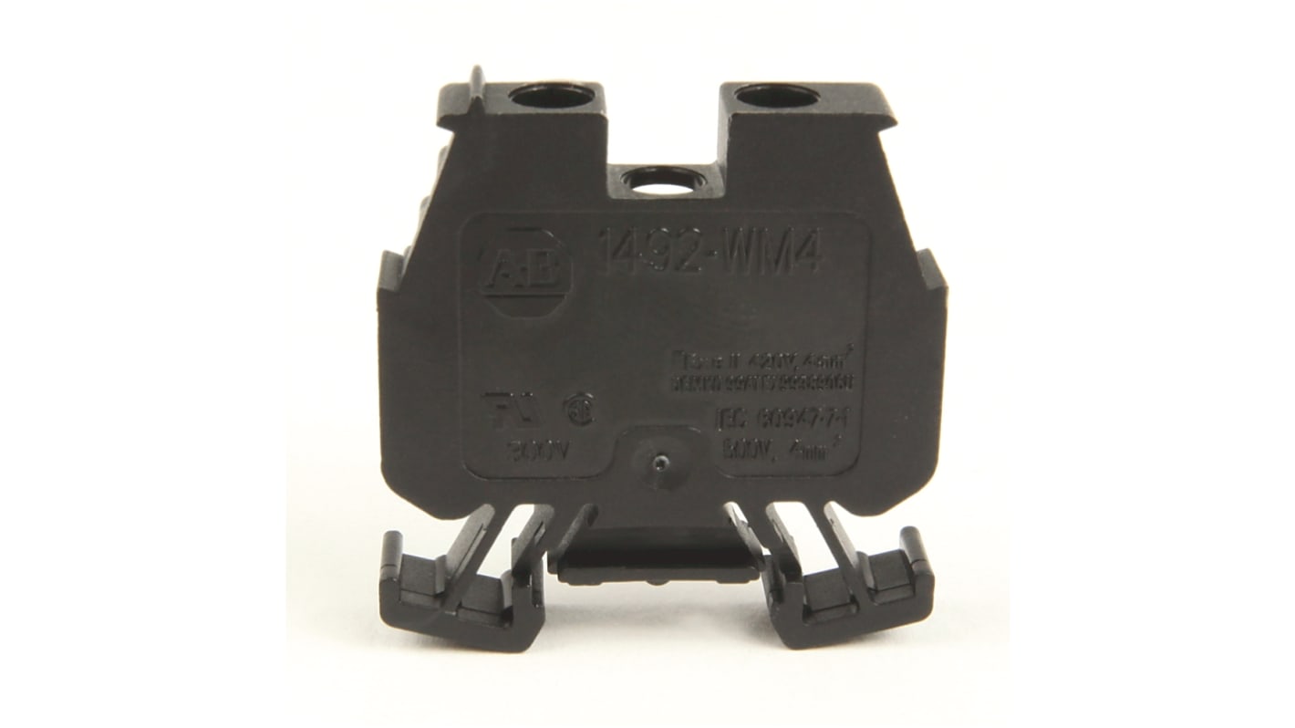 Rockwell Automation 1492-W Series Black Feed Through Terminal Block, Screw Termination