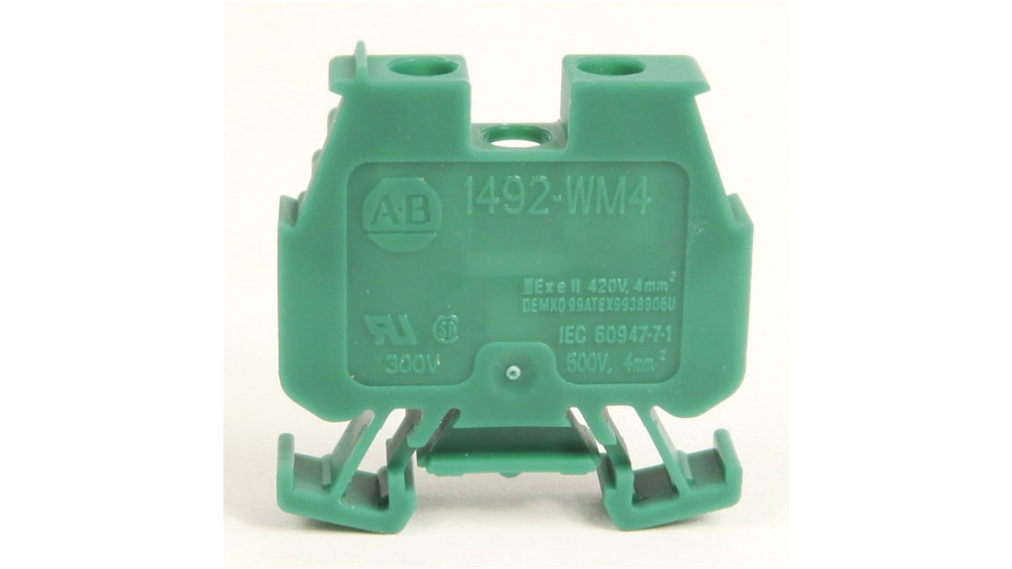 Rockwell Automation 1492-W Series Green Feed Through Terminal Block, Screw Termination