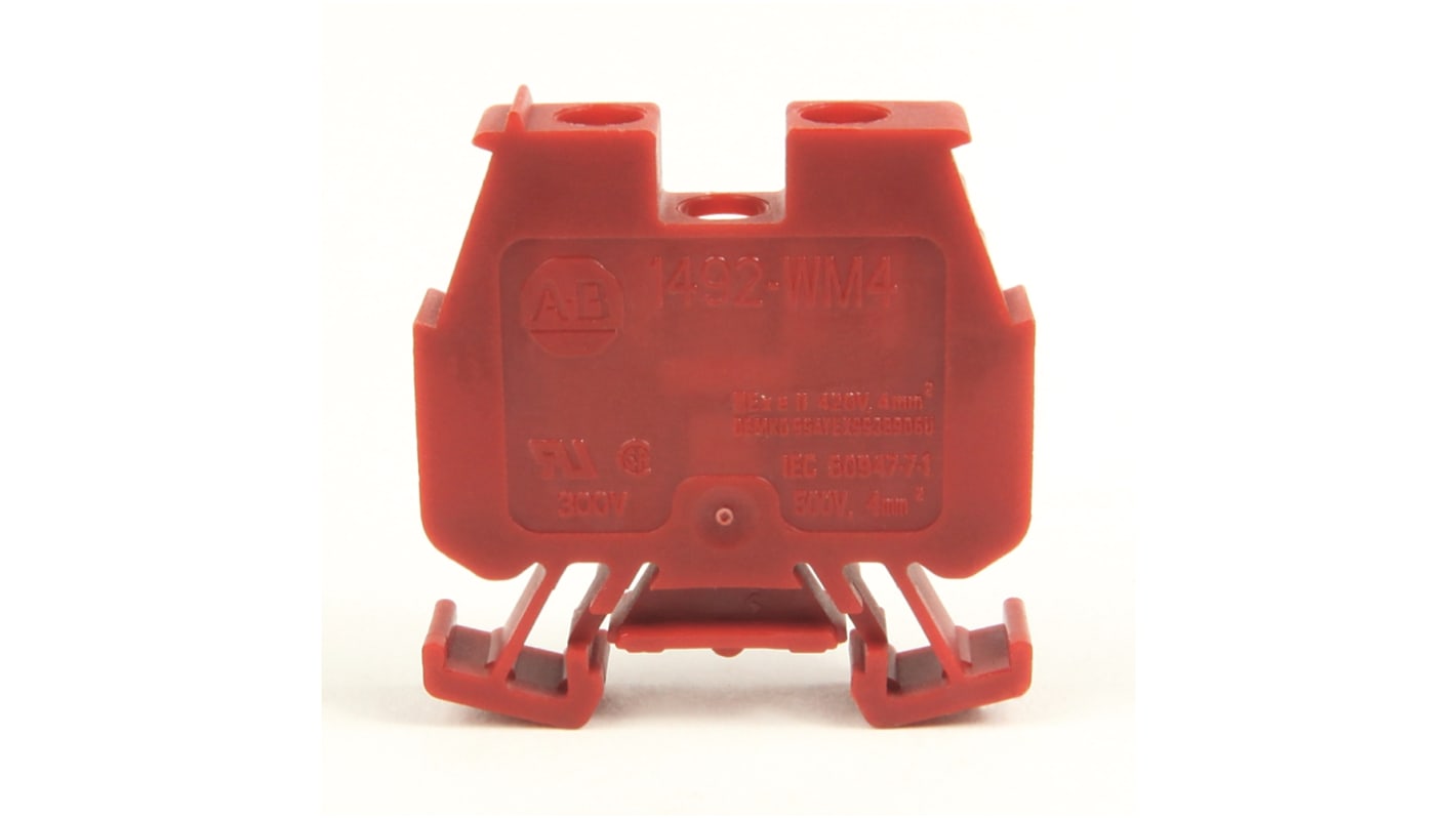 Rockwell Automation 1492-W Series Red Feed Through Terminal Block, Screw Termination