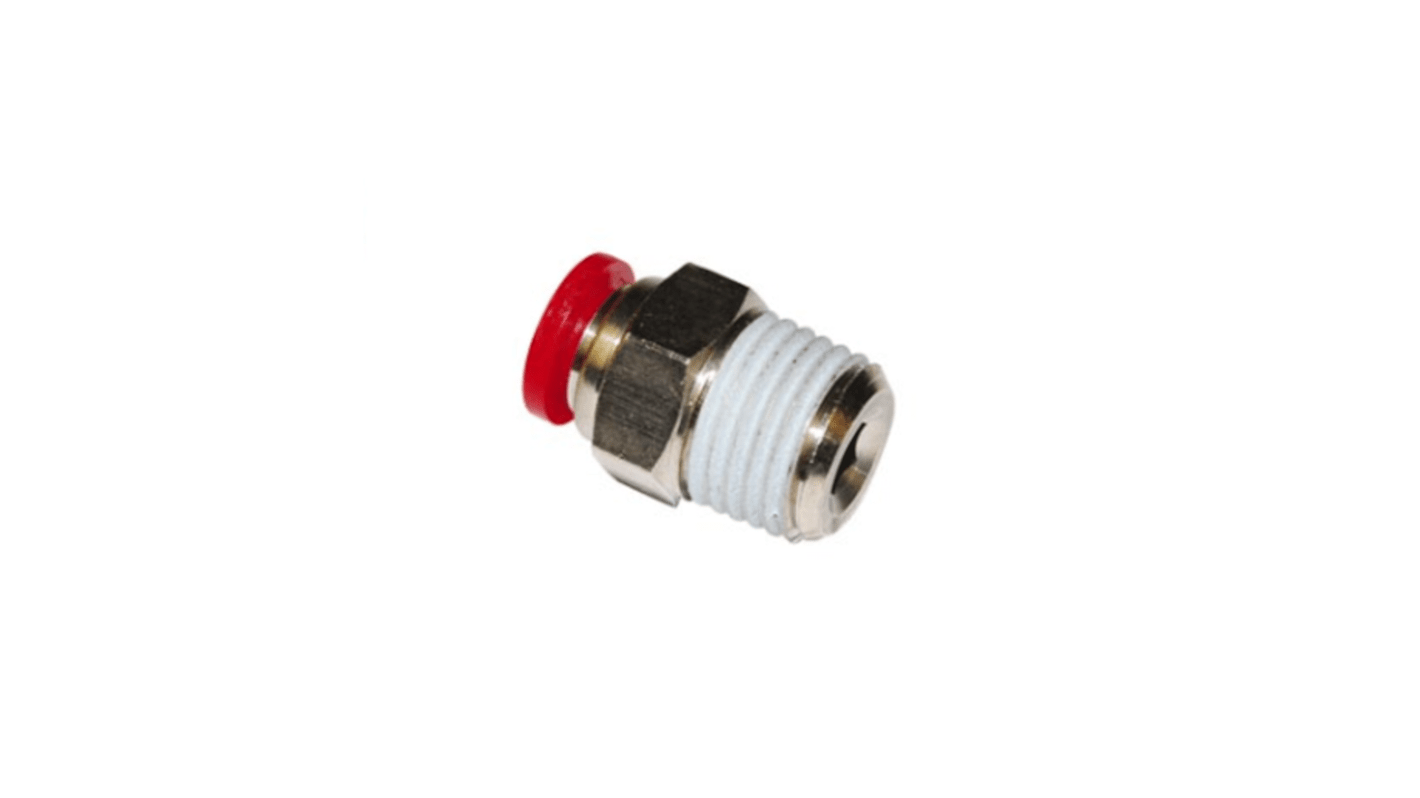 Norgren, R 3/8 Male to Push In 4 mm, Threaded-to-Tube Connection Style