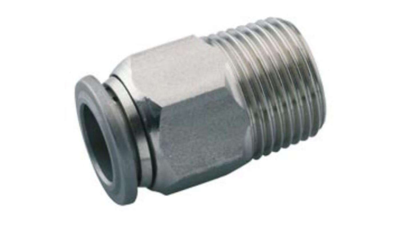 Norgren, R 1/4 Male to Push In 8 mm, Threaded-to-Tube Connection Style