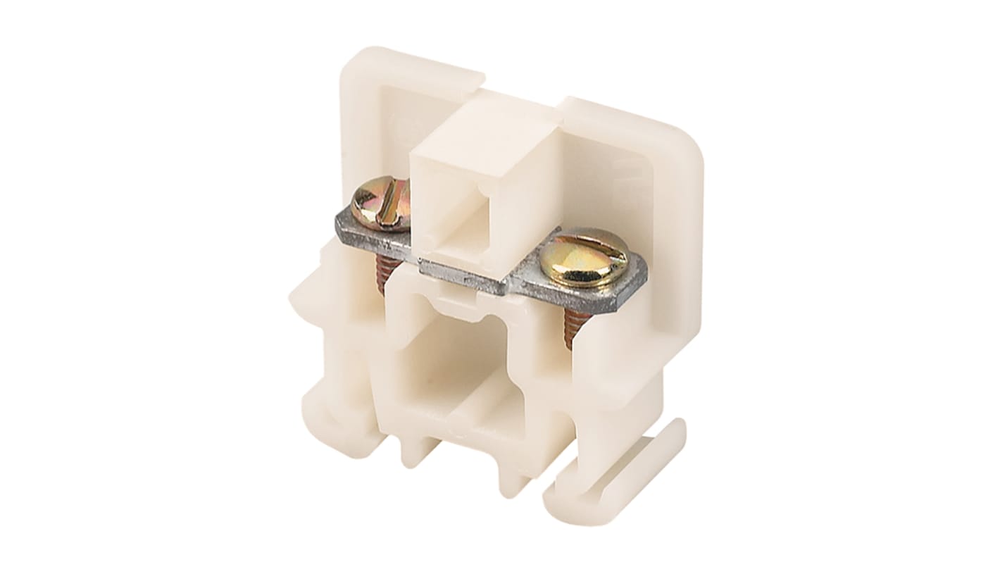 Bloc de jonction rail DIN Rockwell Automation 1492, 0.5 → 6mm², A visser, Blanc