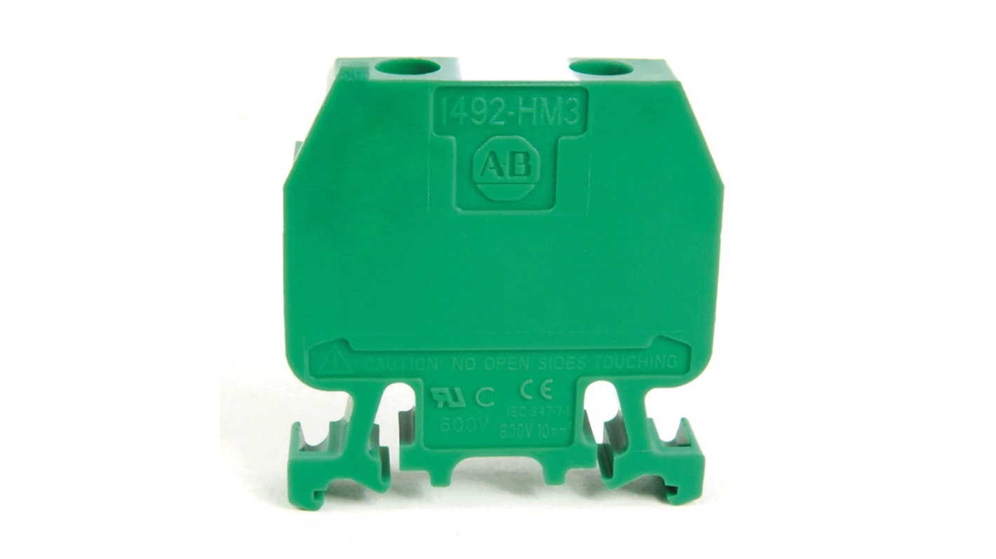 Rockwell Automation 1492-H Reihenklemmenblock Grün, 10 → 0.34mm², 600 V